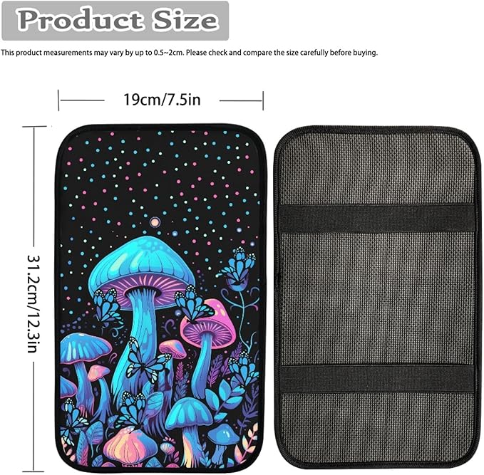 UNICEU Polka Dot Mushroom Car Accessories Car Center Console Armrest Cover Auto Interior Decor Neoprene Armrest Box Protector Cover Pad, Universal