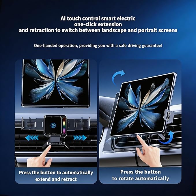 Wireless Car Charger, 15W Wireless Charging & 66W Type-C Fast Charging, Car Phone Holder Mount for iPhone 17/16/15/14/13, iPads, Samsung Galaxy Z Fold/Flip, S25/S24/S23, Google Phone
