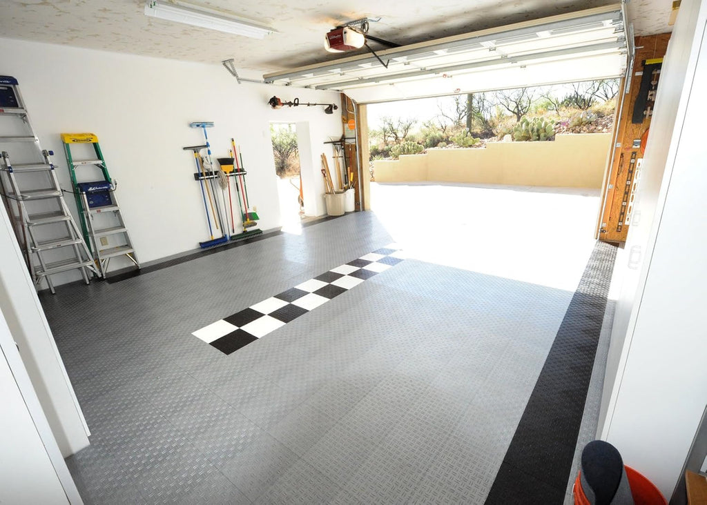 GarageTrac Diamond, Durable Interlocking Modular Garage Flooring Tile (12 Pack), White