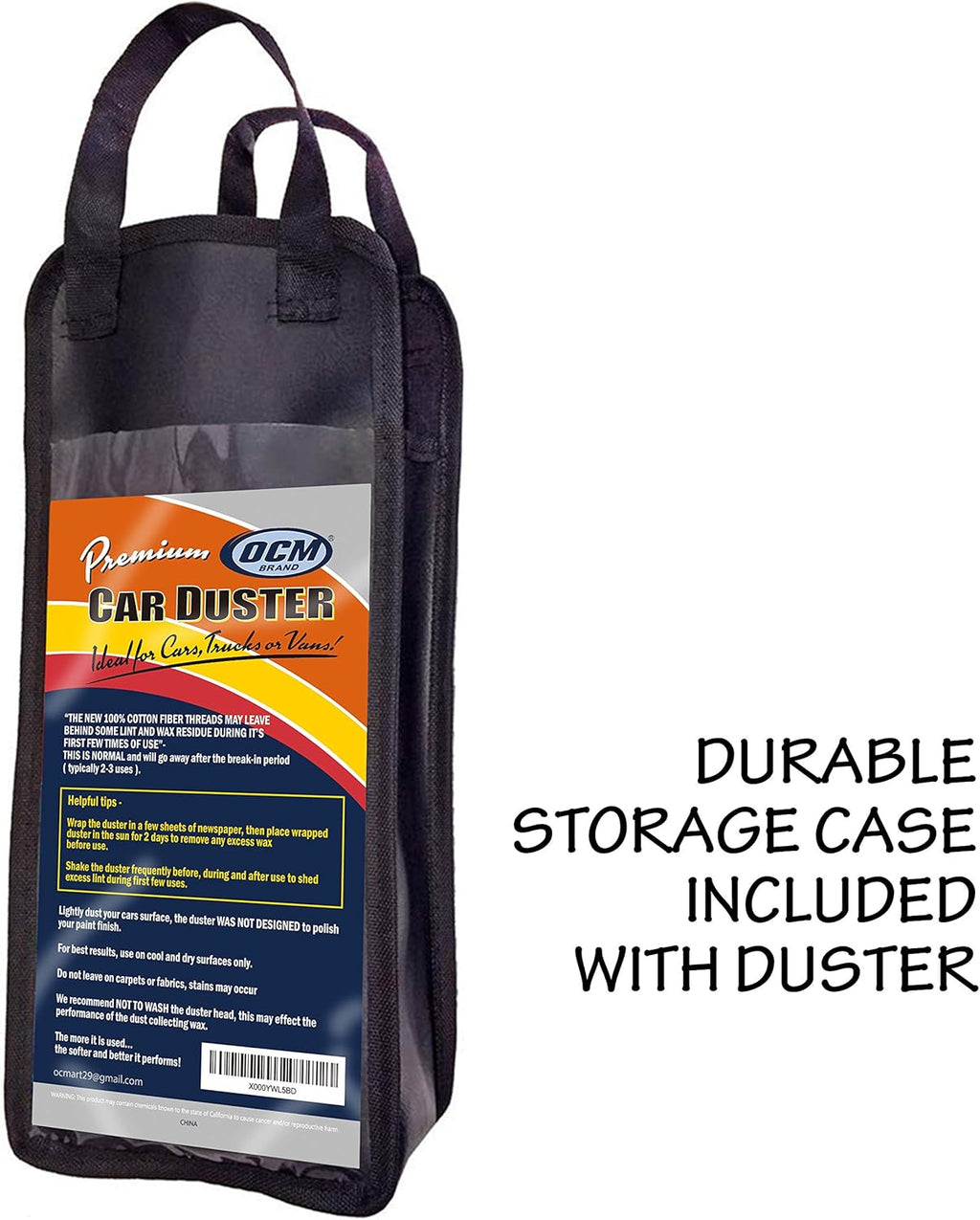Premium Extra Large Car Duster with Durable Solid Wood Handle Includes Storage Cover - Professional Detailers Top Choice