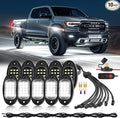 10 Pods Pure White LED Rock Lights with Power Swith Wiring Harness, 6000K Super Bright Waterproof Under Trailer Lighting White Underglow Kit for Trucks Trailer Offroad Pickup SXS ATV UTV