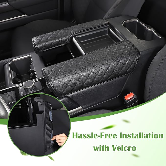 Center Console Armrest Cover Protector Pad Compatible with Toyota Tundra Sequoia 2022-2025 Leather Car Console Armrest Seat Cushion Waterproof Armrest Cushion Lid Interior Accessories (Style A)