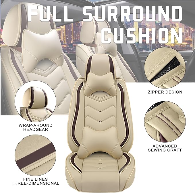CTDS Car Seat Covers for Mazda CX-5 CX-3 CX-7 CX-9 CX-50 CX-30 CX-70 CX-90 2007-2026, Stylish Sport Seat Cover, Premium Nappa Leather Car Seat Cover.(Luxury 2 Seats/Beige)