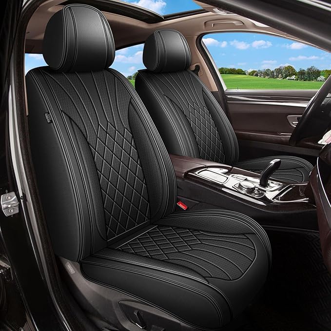 Full Set Car Seat Covers for Nissan Maxima 2011-2025 2026: Breathable Perforated Leather Seat Cover (Black)
