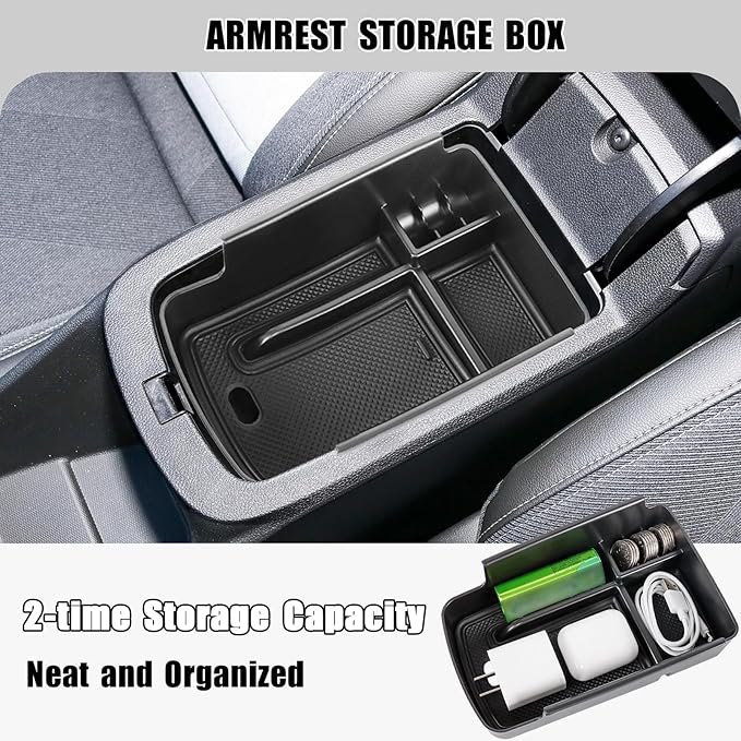 Center Console Organizer Compatible with 2024 2025 2026 Chevy Trax Armrest Storage Box and Center Console Middle Storage Tray Insert Secondary Interior Accessories