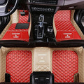 Customize Making Car Floor Mats for 99.99% Sedan SUV Pickup Truck Full Coverage Men Women Cute Leather Protection Pads Non-Slip Floor Liners (Red+Beige Side)
