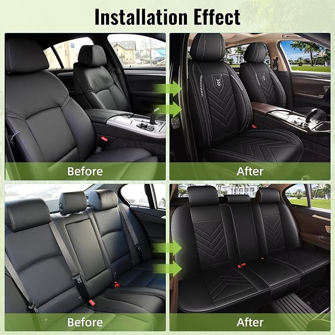 AOMSAZTO Car Seat Covers Fit for Subaru Impreza 2012-2025 2026 Full Set Premium Seat Covers Waterproof Leather Automotive Seat Cushion Protector Compatible with Airbag(5 Seats,Black)