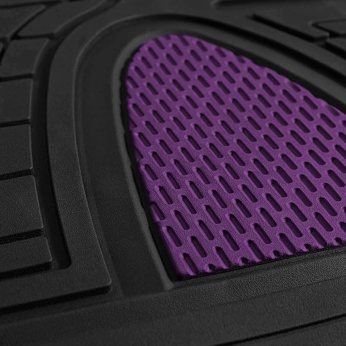 FH Group Automotive Floor Mats Tall Channel Purple Universal Fit Full Set Climaproof™ for Most Sedan, SUV and Trucks, Trimmable Rubber Combo Small Car Seat Cover Design Heavy-Duty Floor Mats for Car