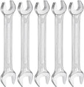 HARFINGTON 5pcs Double Open End Wrench 8mm x 10mm Metric 15 Degree Offset Angle Small Flat Head Wrench Galvanizing Open Ended Spanner for Automotive Repair Furniture Assembly