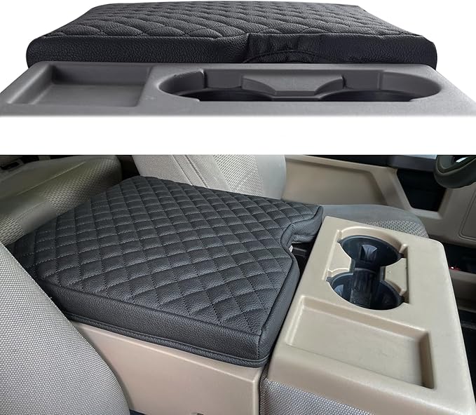 JDMCAR Thicker Center Console Cushion Compatible with 2015-2026 Ford F150 / 2017-2026 F250 F350 F450 with 40/20/40 Jump Seat, Customized PU Leather Cover Center Console Lid Protector (Jump Seat Only)