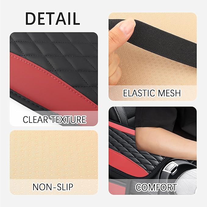 IHOTDER Patchwork Leather Center Console Covers for Cars,Upgraded Arm Rest Cover for Car with Side Storage Pocket for Car Seat Organizer,Middle Console Cover Stylish Car Decoration (Red)