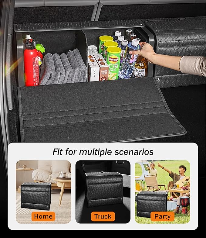 Trunk Organizer for suv,car storage organizer,lid Box,PU Leather & PP Honeycomb Board,Fixed with screws extremely sturdy,Collapsible and Adjustable,25.6''L x 13''W x 12.4''H,4K inches³(size C)