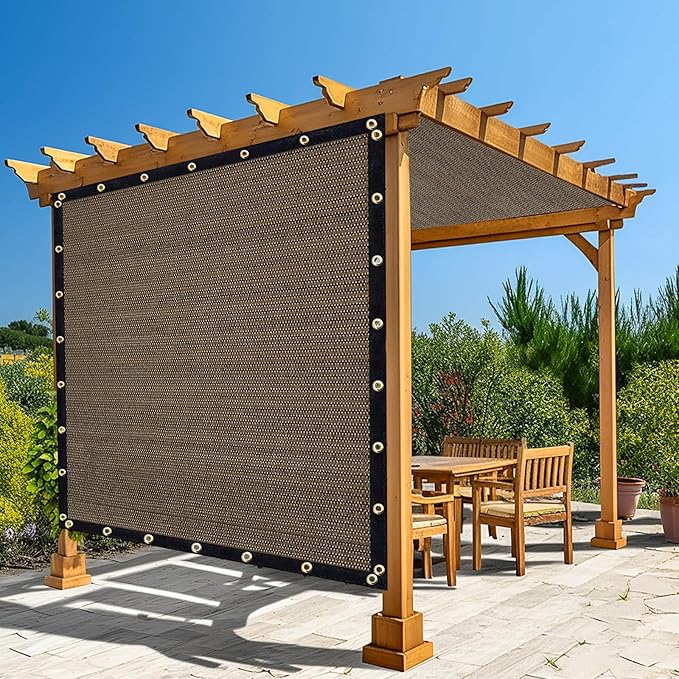 Amagenix 90% Shade Fabric 21'X 23' Mocha Sun Shade Cloth with Grommets for Pergola Replacement Shade Cover Canopy, Heavy Duty, Cable Zip Ties Included (We Customized)
