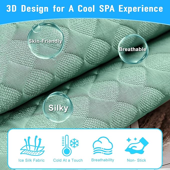 Golf Cart Cooling Ice Silk Seat Cover Blanket for EZGO TXT RXV/Club Car DS Precedent Front 2-Person Seats, 4 Pockets, Keeps Cool and Clean - Green