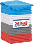 FIXSMITH Shop Towels, Microfiber Cleaning Cloth Bulk, 24 Pack Microfiber Towels for Cars, All-Purpose Absorbent Cleaning Rags, Dust Cloth for Automotive, Mechanic, Garage, Bar, 11.5 x 11.5 inch