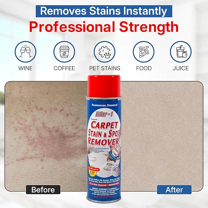 Carpet Spot Remover, Stain and Red Wine Remover and Spot Treatment for Oil, Grease, Urine, Cleaning Performance for Rugs, Upholstery, Fabrics. 18 Fl oz Pack of 1 (108 Fl Oz (Pack of 6))