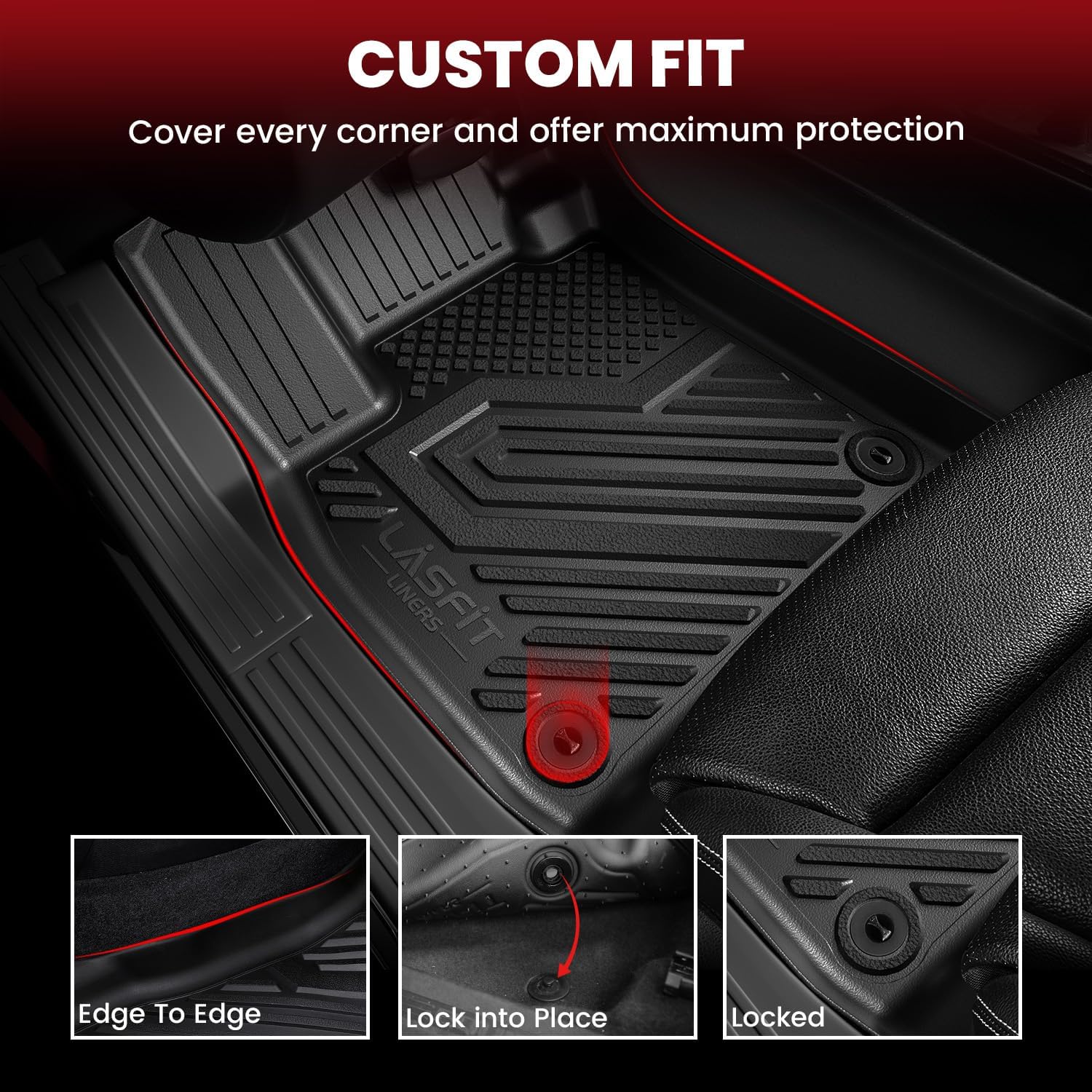 LASFIT Floor Mats&Trunk Mat Fit for 2017-2025 Chrysler Pacifica Hybrid 7-Seater(2021-2025 Not Fit Pinnacle trim), All Weather TPE Rubber Cargo Mat Automotive Floor Liners for Pacifica 2025 Accessories