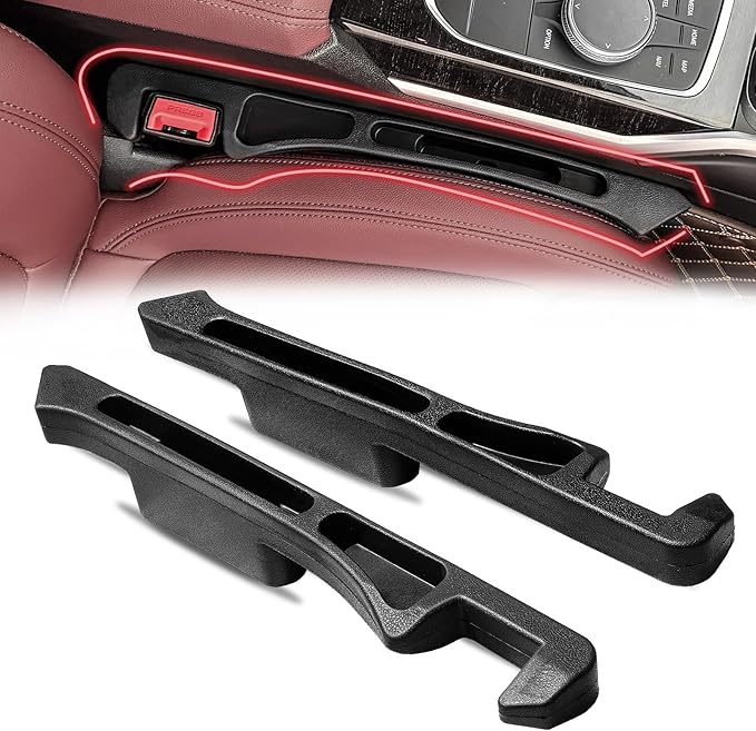2PCS Car Seat Gap Filler Organizer, Car Side Seat Gap Filler with Phone Holder, Gap Stopper Fill Gap Between Seat and Console to Stop Things from Dropping Fit Cars SUVs Trucks（Black）