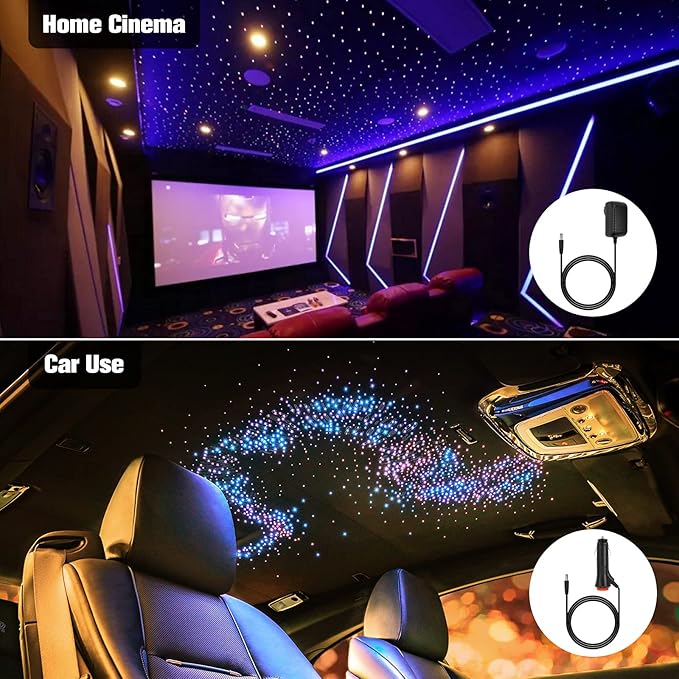 CHINLY Twinkle 650pcs 13.1ft 0.03in Fiber Optic Lights Starlight Headliner kit, Music Mode Bluetooth APP Control Remote, RGBW Star roof Lights for Star Headliner/Home Theater/Pool Ceiling