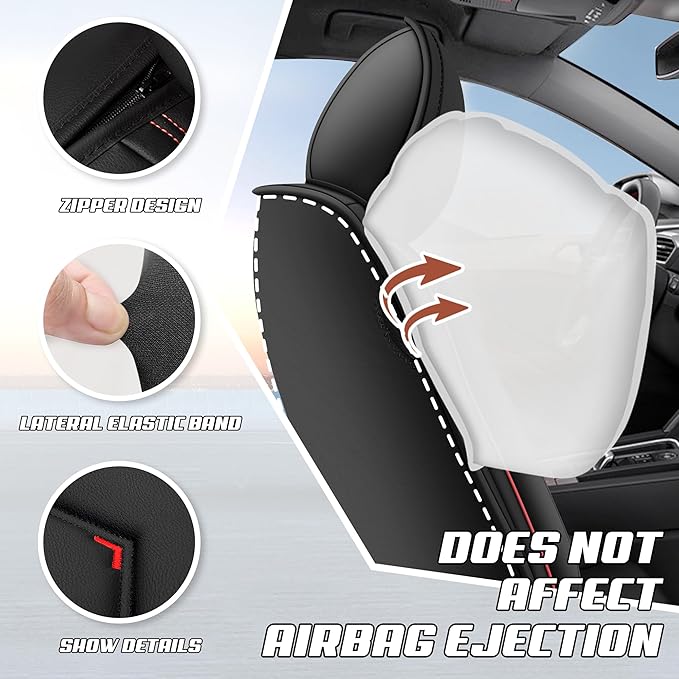 Car Seat Covers Fit for Toyota rav4 2000-2026, Stylish Sport Seat Covers, Waterproof Wear-Resistant Premium Nappa Leather Car Seat Cover.(Full Set with Pillow/Black)