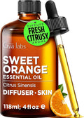 100% Pure Orange Essential Oil - 4 Fl Oz - Orange Oil for Hair, Skin, Diffuser, Aromatherapy & DIY Candle Making Scent