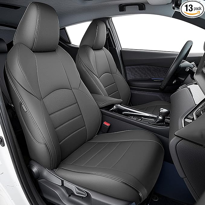 HKZ Fit RAV4 Car Seat Covers Set for Toyota RAV4 2021-2024 Prime SE,XSE & 2019 2020 2021 2022 2023 2024 2025 Hybrid/PHEV SE,XSE - 5 Seats Full Set Leather(Black)