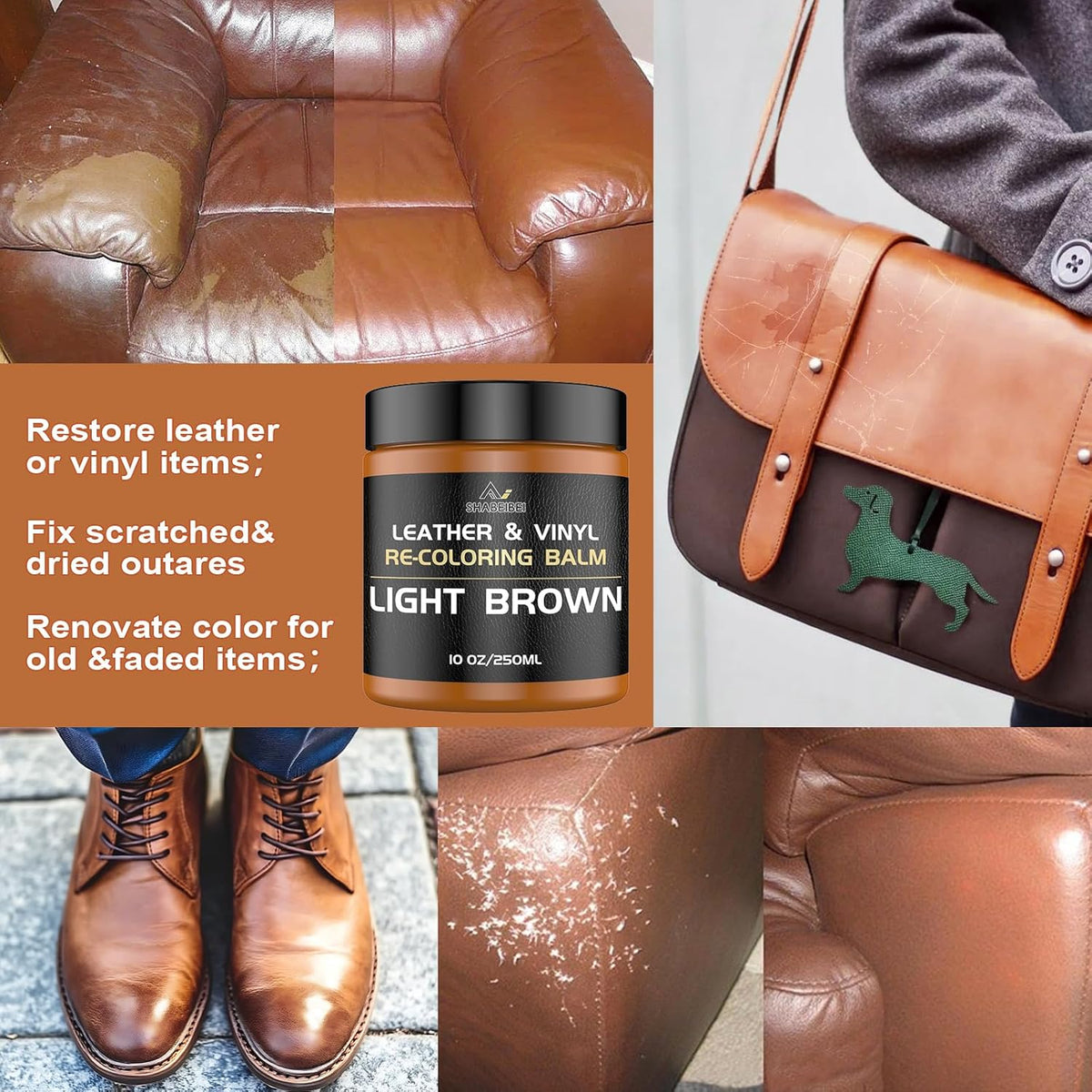Leather Recoloring Balm,10oz Leather Color Restorer Leather Repair Kit for Furniture Car Leather Scratch Remover, Dark Gray Leather Color Restorer for Couches,Leather Dye Paint for Faded