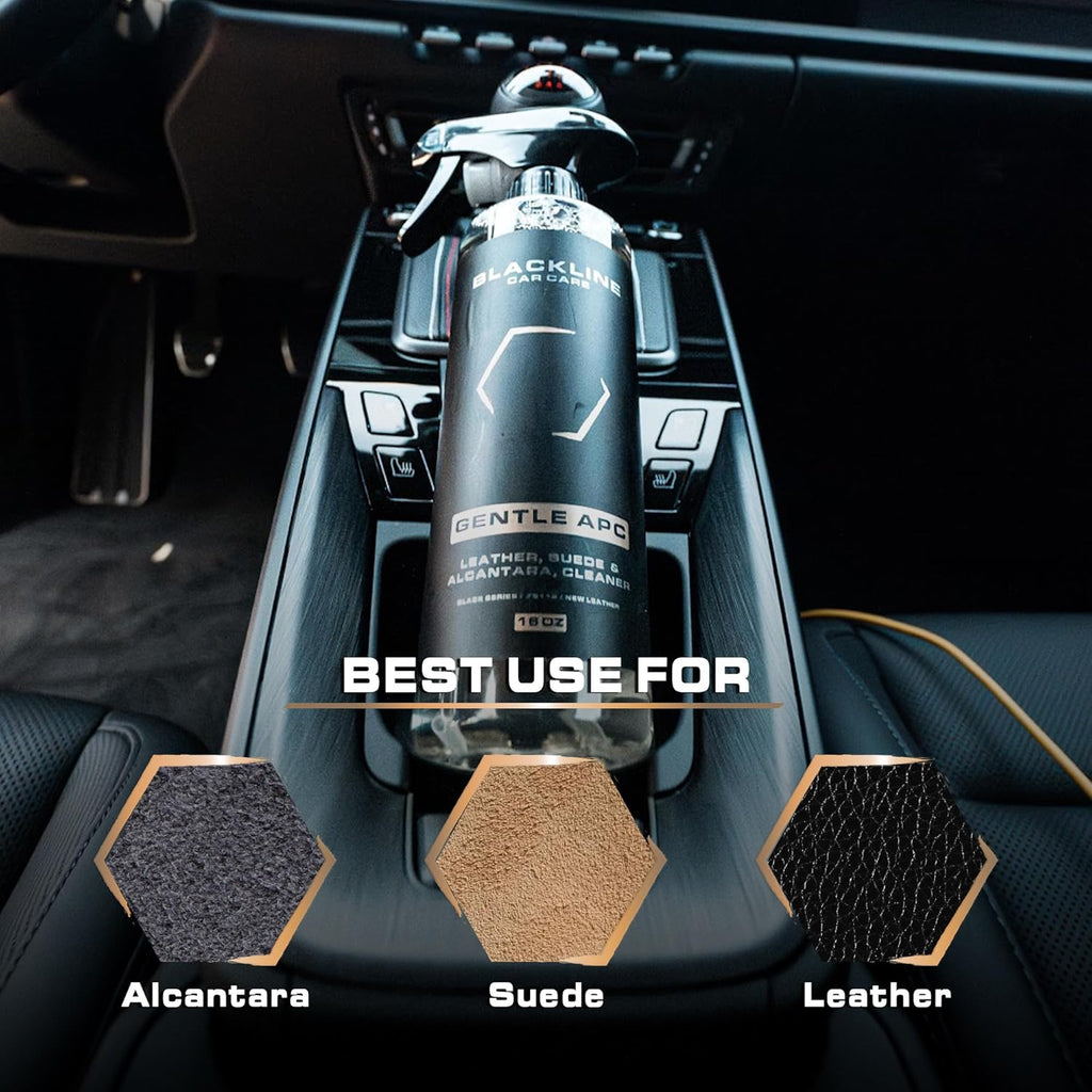 Blackline Car Care - Gentle APC - Streak free total Interior Cleaner and Protectant, Safe for Cars, Motorcycles & More. 16 fl oz leather upholstery cleaner - interior car fabric cleaner, GTL001