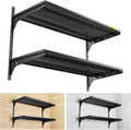 2 Tier 1.3x3ft Garage Shelving Wall Mounted, 400 lbs Load Capacity,15.6x36inch per Shelf Height Cassette Adjustable Floating Shelves(Black)