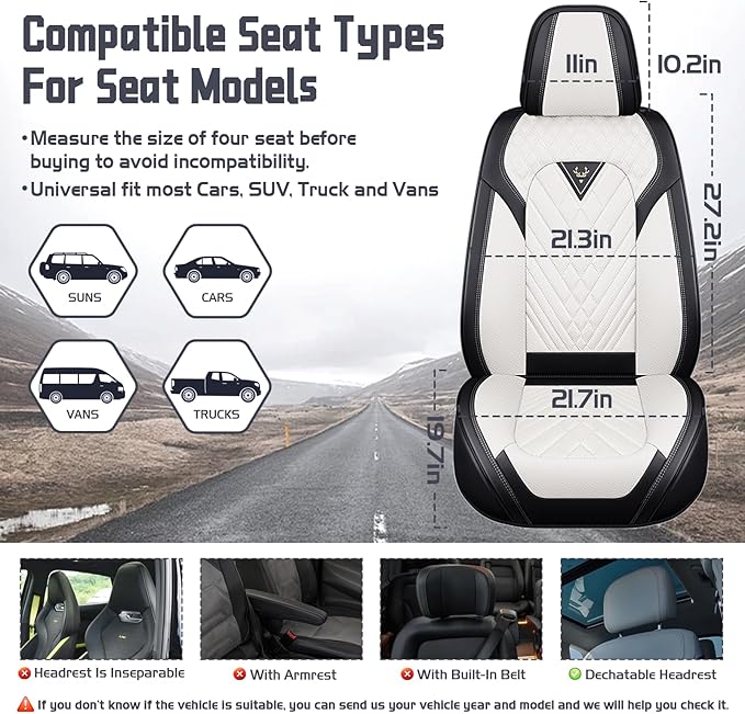 Truck Seat Covers for Chevy Silverado 1500 2007-2026, Waterproof Premium Leather Full Coverage Car Seat Cover, Muscle Sport Style Auto Interior Seat Cover Sets (Full Set/Black White)