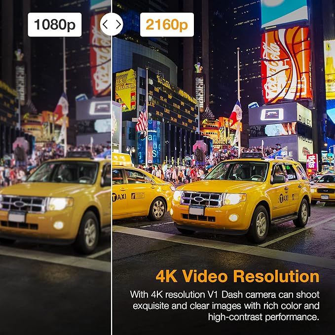 RexingUSA V1-4K Ultra HD GPS Dash Cam 2.4” LCD, Wi-Fi, 170° Wide Angle, G-Sensor, WDR, Loop Recording, Supercapacitor, Mobile App, CPL Filter, Supports 256GB