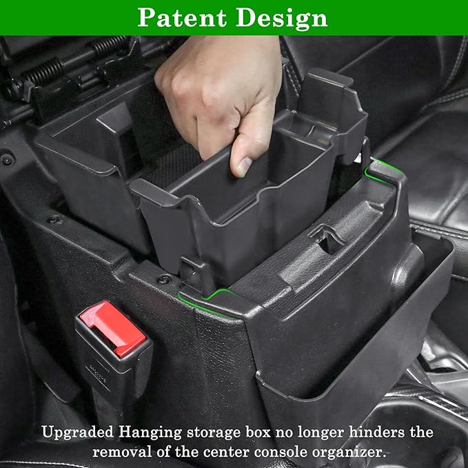 Eamplest 4PCS Center Console Organizer for 2024 2025 2026 Jeep Wrangler JL JLU 4XE and Gladiator JT Accessories Gear Shift Side Tray Organizer,Hanging Armrest Storage Box