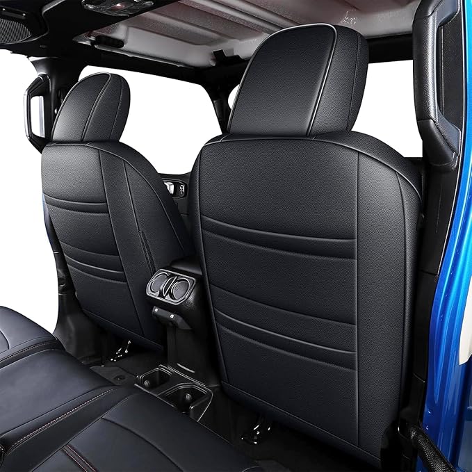 AOMSAZTO Front Car Seat Covers for Jeep Gladiator JT 2020 2021 2022 2023 2024 2025 2026 Custom Fit Car Seat Cover - Front Row Only Faux Leather (Black)