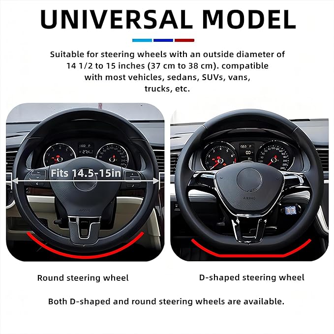 Car Steering Wheel Cover, 15 inch Microfiber Leather Carbon Fiber Soft Anti-Slip Breathable, Universal Size Elastic Car Accessory for Most Cars (Orange)