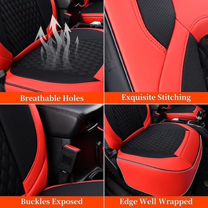 Coverado Seat Covers 4 Door Full Set for Jeep Wrangler, Waterproof Car Seat Covers for Truck Automotive Seat Covers Custom Fit for 2008-2012 Jeep Wrangler JK Seat Covers for Cars(Red)