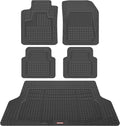 Motor Trend FlexTough Rubber Car Floor Mats with Cargo Trunk Liner, Trim to Fit Performance Plus Heavy Duty Liners for Auto SUV Truck Car Van, Thick & All Weather