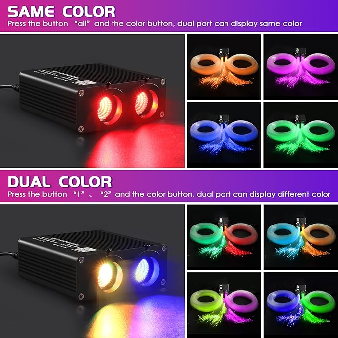 ATOKEE 32W Dual Color Starlight Headliner Kit, Sound Activated Fiber Optic Star Roof Lights with APP/Remote Control, 750pcs*(0.03+0.04+0.06in)*9.8ft