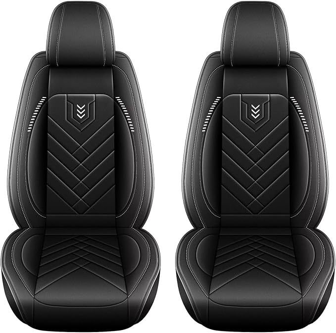 AOMSAZTO Car Seat Covers Fit for Subaru Forester 2007-2024 2025 2026 Premium Front Seat Covers Waterproof Leather Automotive Seat Covers Compatible with Airbag (2 Seats,Black)