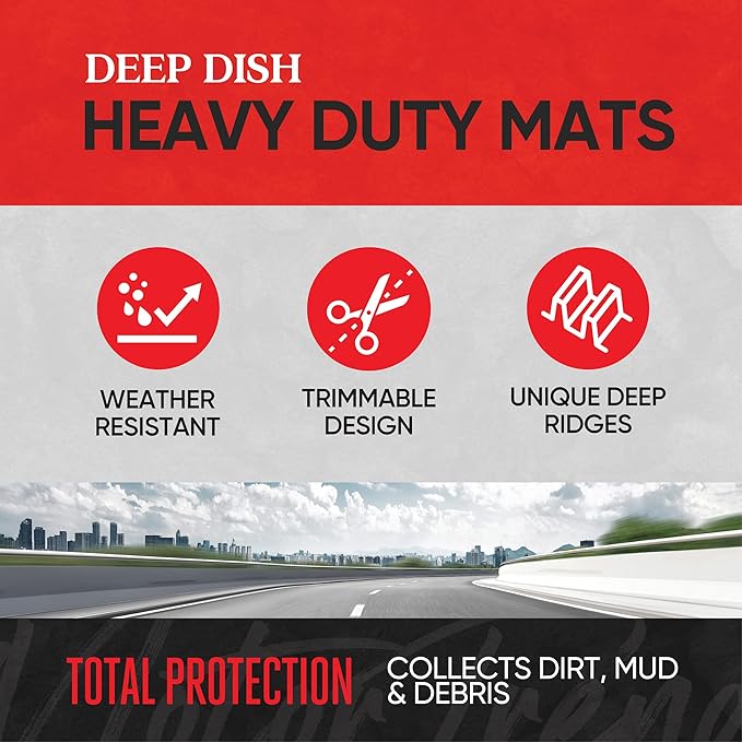 Motor Trend FlexTough Black Floor Mats for Cars & Cargo Mat Full Set - All Weather Front & Rear Rubber Automotive Floor Mats & Cargo Liner for SUV, Car, & Van - Interior Trunk Mat & Floors Cover