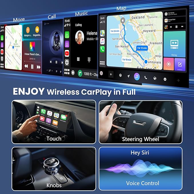 Wireless CarPlay Adapter & Android Auto Dongle, One Click Multi Device Switching Seamless Connection, Compact Size, Plug & Play Wireless CarPlay Converter for iPhone & Android, USB/USB-C, No Delay