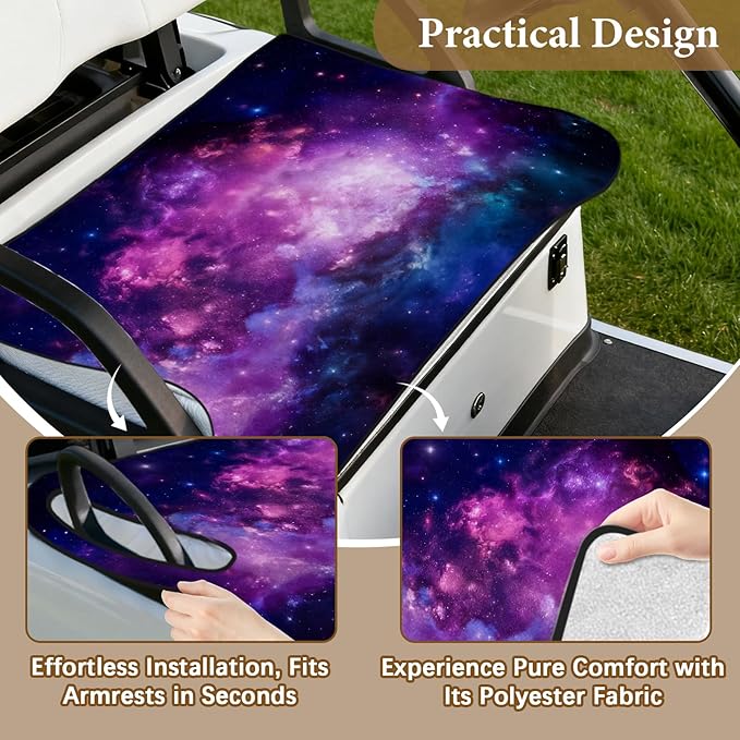 Golf Cart Seat Covers, Pulple Sky Golf Cart Seat Towel Blanket Club Car for Golf Lover, Golf Cart Accessories, Keep Seat Comfortable and Cool for 2-Seat Golfs Carts, Gifts for Christmas Thanksgiving