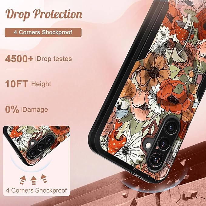 for Samsung Galaxy A36 5G Phone Case - Compatible with MagSafe Women Girls Cute Magnetic Protective Cover Girly Mushroom Flower Heavy Duty Shockproof Design for Samsung A36 5G Cases 6.7"