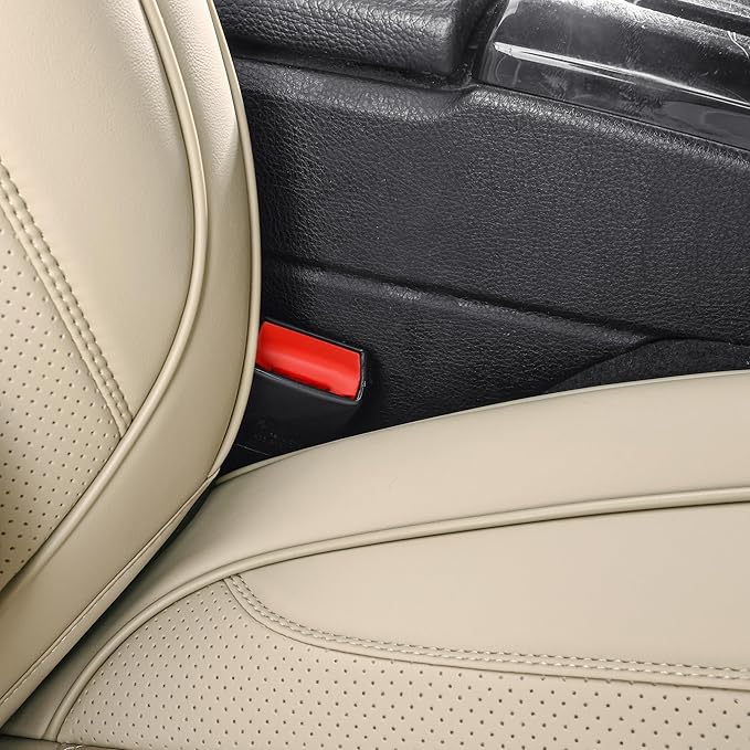 Chezope Leather Seat Covers, Beige Car Seat Covers Front Pair, Breathable Car Seat Protectors, Wear-Resistant Car Accessories, Universal Fit for Most Cars,SUVs Truck (Beige-Diamonds, Front Pair)