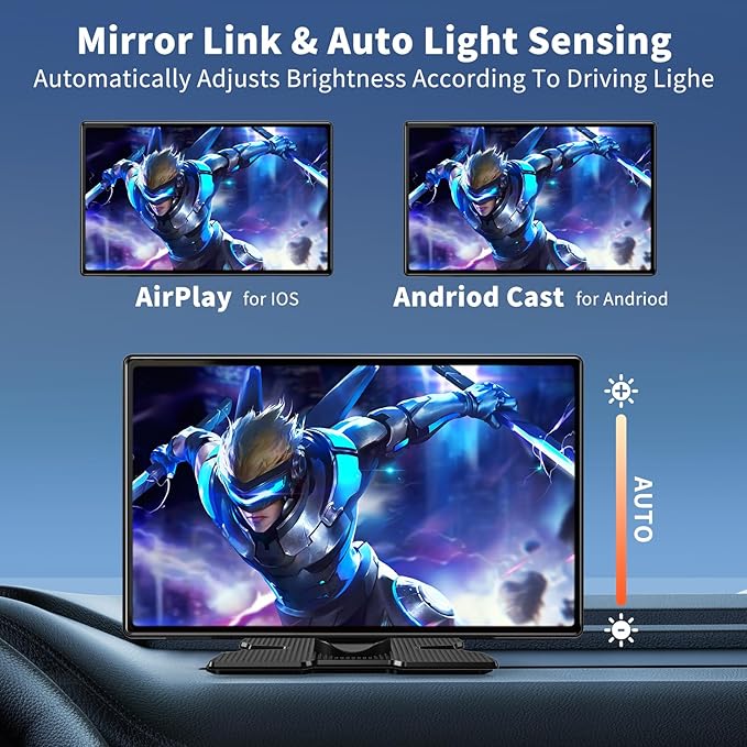 Wireless A pple Carplay Screen Carplay Screen for Car 11" with 4K Dash Cam 1080P Backup Camera, Car Stereo for Carplay & Android Auto GPS Navigation/Bluetooth/Mirror Link/Voice Control/AUX/FM/Siri