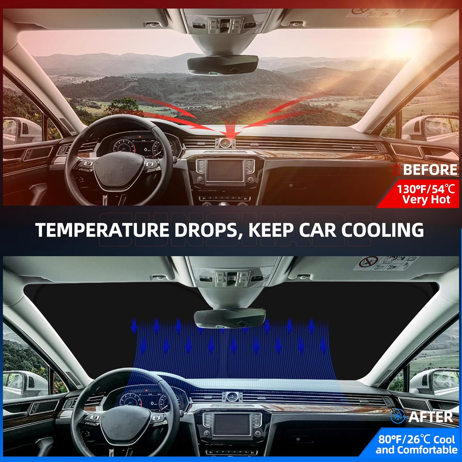 Windshield Sun Shade for Toyo-ta Prius 2010-2015 (NOT for Prius C or Prius V) Foldable Sunshade Custom Fit Front Window Car Interior Accessories Protector Blocks UV Rays
