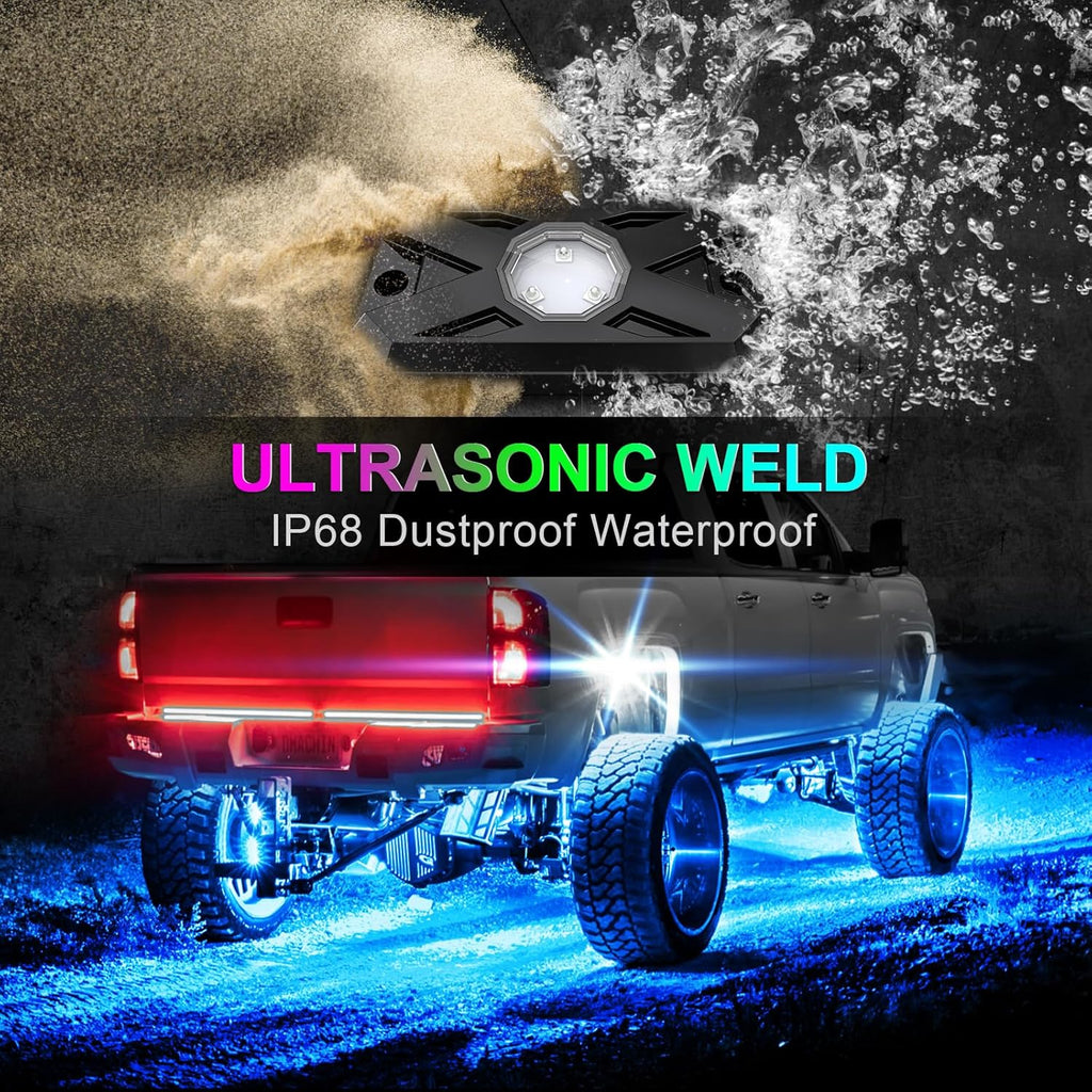 YiLaie 10 Pods LED Rock Lights for Trucks with APP/RF Remote Control, Flashing Music Mode, Upgraded Underglow Led Lights for Truck ATV UTV RZR SUV Golf Cart