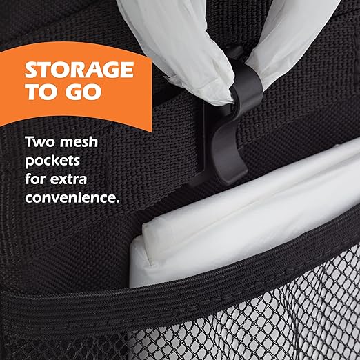Drive - Car Trash Can - Collapsible, Leakproof Garbage Bin with 20 Trash Bags and Adjustable Strap - Car & Truck Accessories for Men and Women - Black, Large