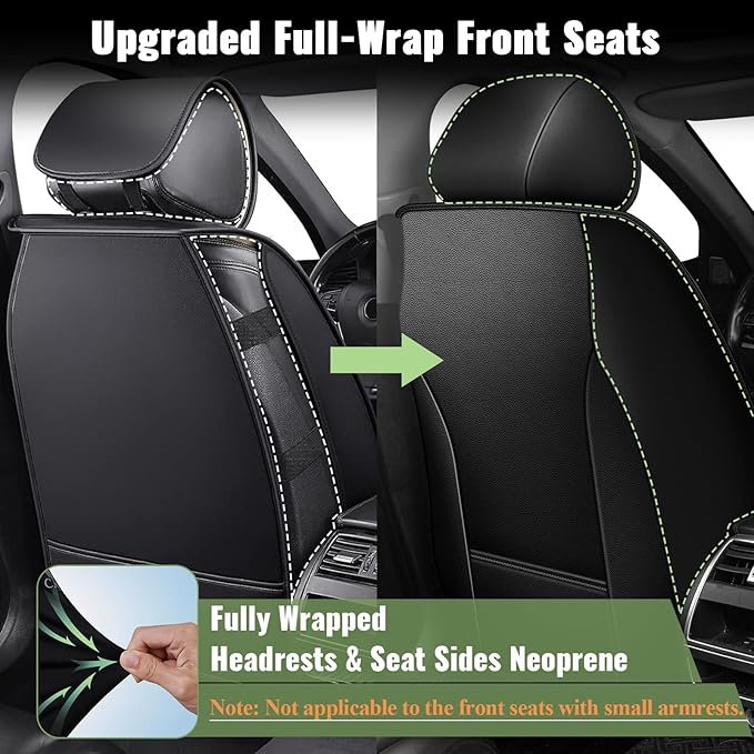 Car Seat Covers Front Seats for Honda Pilot 2005-2016: Breathable Cool Ice Silk Leather Seat Covers (Black)