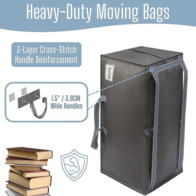 VENO 10 Pack Heavy Duty Moving Bags with Backpack Straps, Zippers & Handles, Extra Large Packing Bags for College Dorm Essentials, Moving Supplies Alternative to Cardboard Moving Boxes