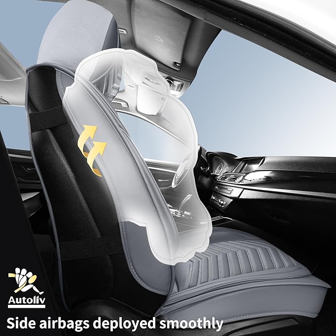 Nappa Leather Car Seat Covers Front Seats, Gray Car seat Protector, Waterproof Car Seat Cushion, Universal Automotive Seat Covers Fit for SUV Truck Pick-up Sedan and Most Cars